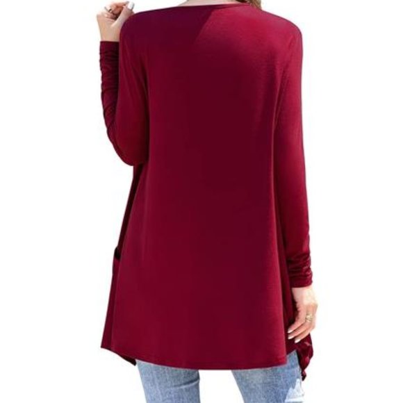 Womens Red Cardigan With Pockets Large Lightweight Sweater Fall Fashion Trends - Picture 3 of 4